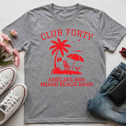 40th Birthday Shirt Custom Miami Beach Bash T-Shirt Personalized