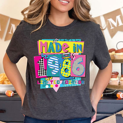 40th Birthday Shirt Made In 1986 T-Shirt Retro 80s Birthday Gift 1986 Limited Edition Tee Vintage 40 Year Birthday Party Outfit Custom Shirt