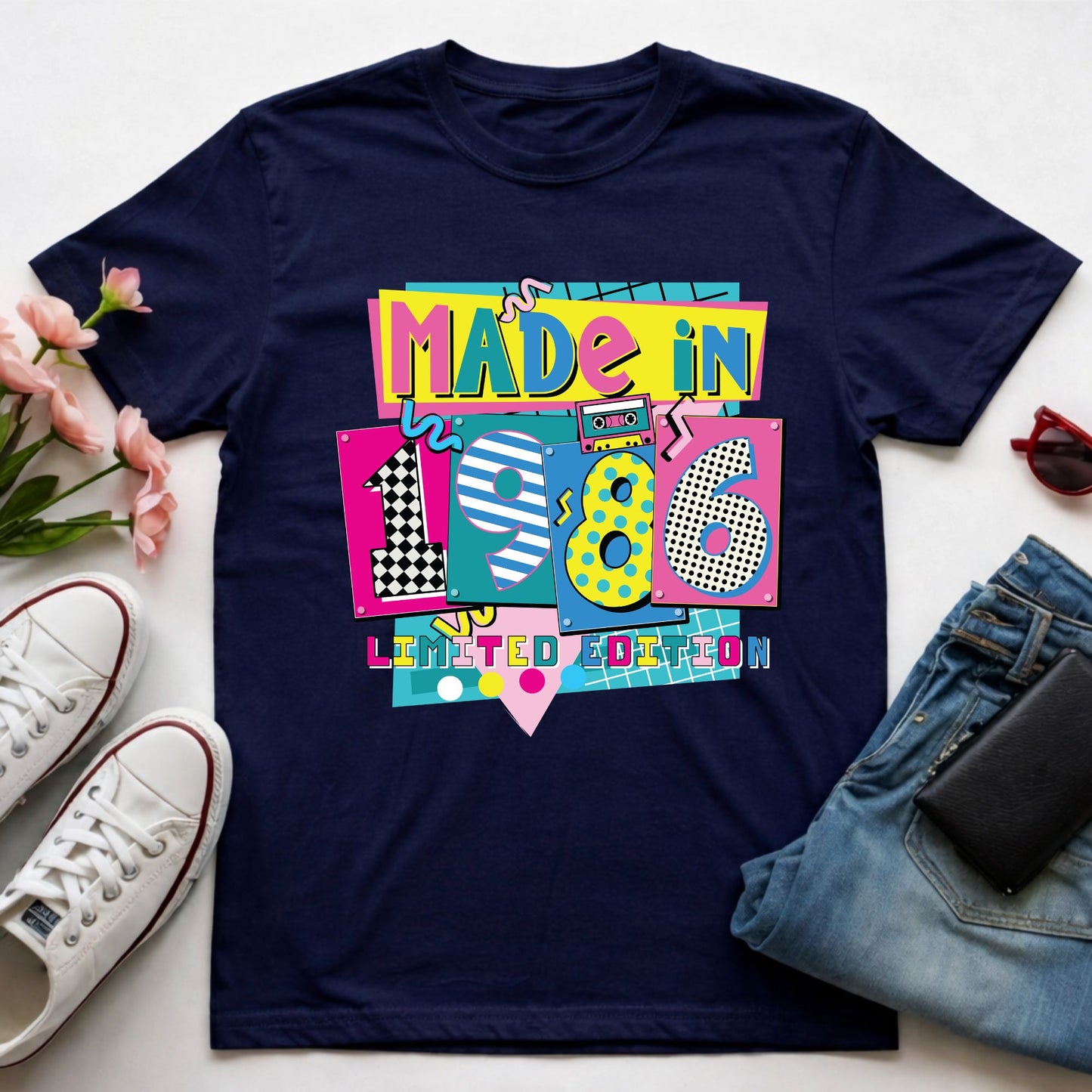 40th Birthday Shirt Made In 1986 T-Shirt Retro 80s Birthday Gift