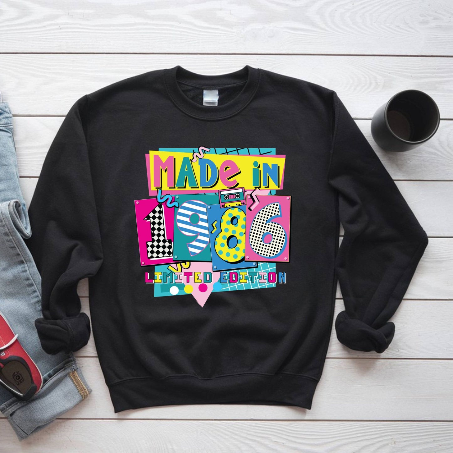 40th Birthday Shirt Made In 1986 T-Shirt Retro 80s Birthday Gift