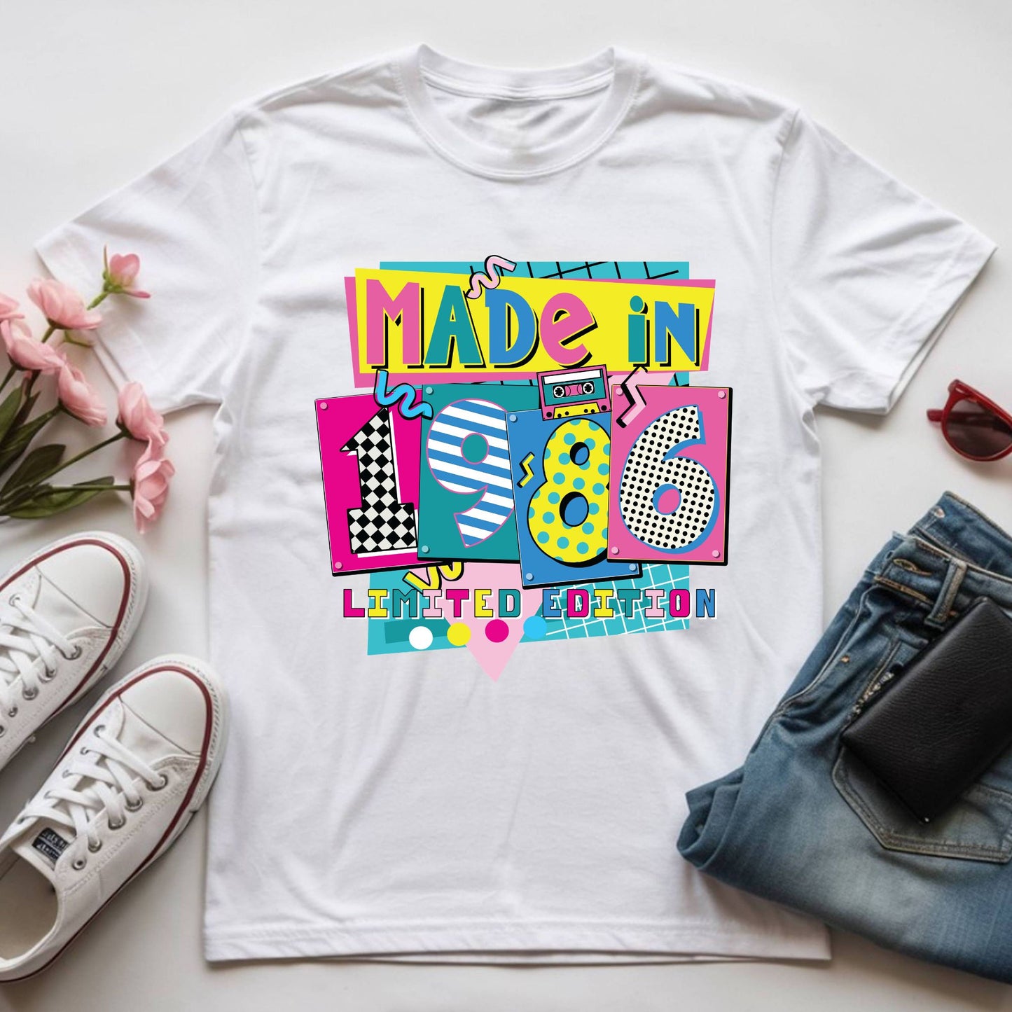 40th Birthday Shirt Made In 1986 T-Shirt Retro 80s Birthday Gift