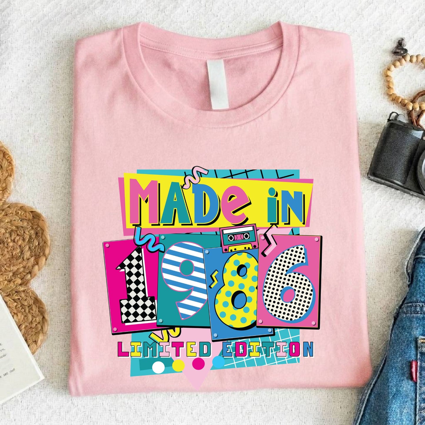 40th Birthday Shirt Made In 1986 T-Shirt Retro 80s Birthday Gift