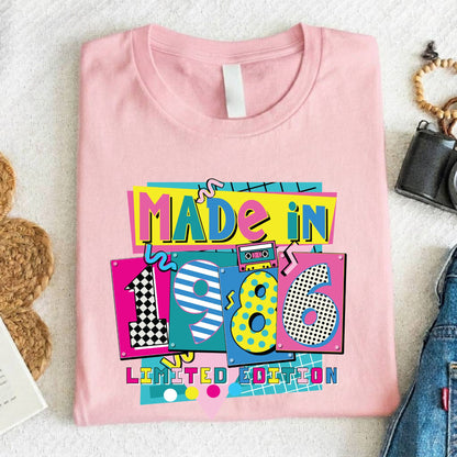 40th Birthday Shirt Made In 1986 T-Shirt Retro 80s Birthday Gift