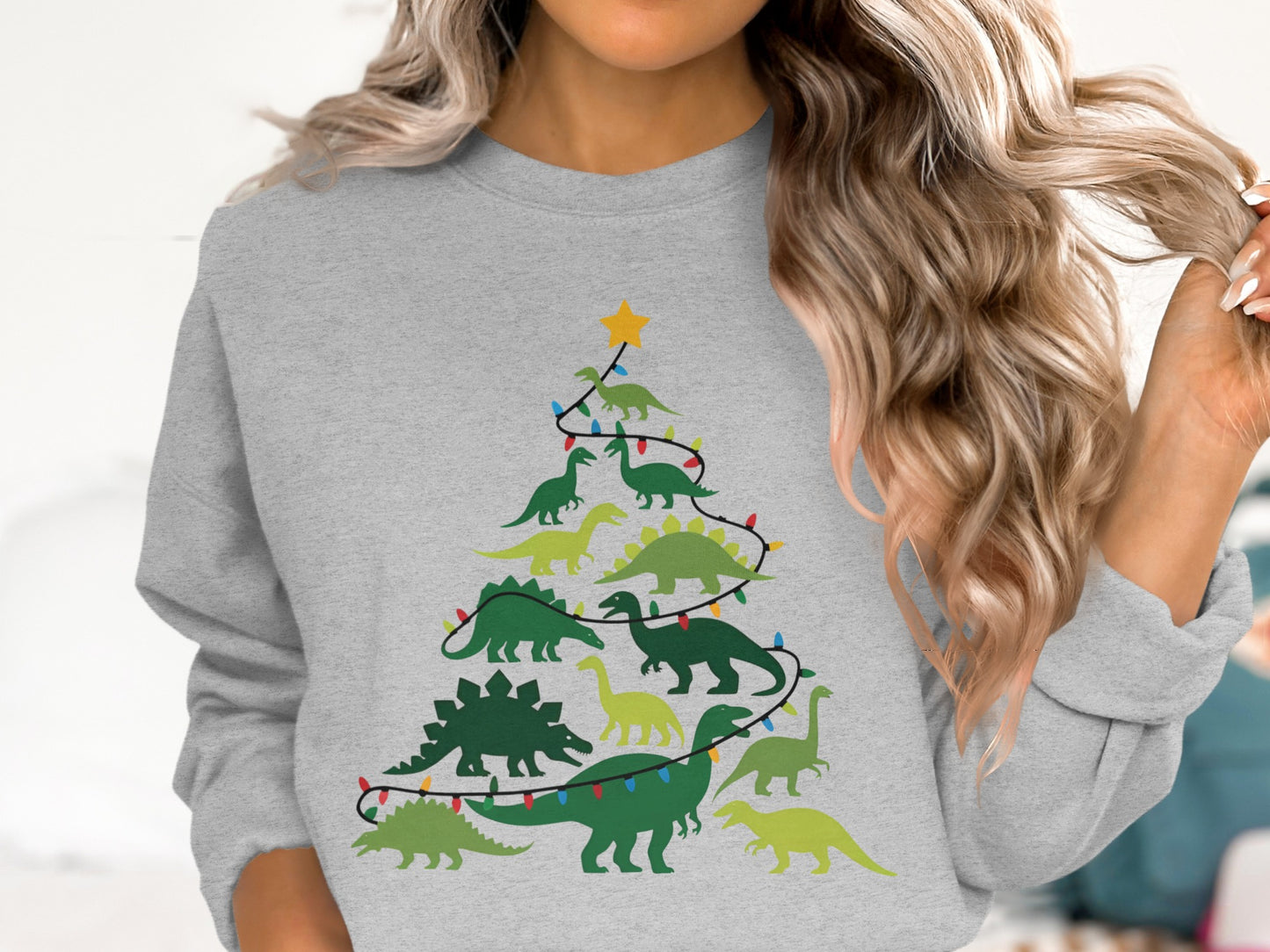 Dinosaur Christmas Tree Sweatshirt for the Holidays