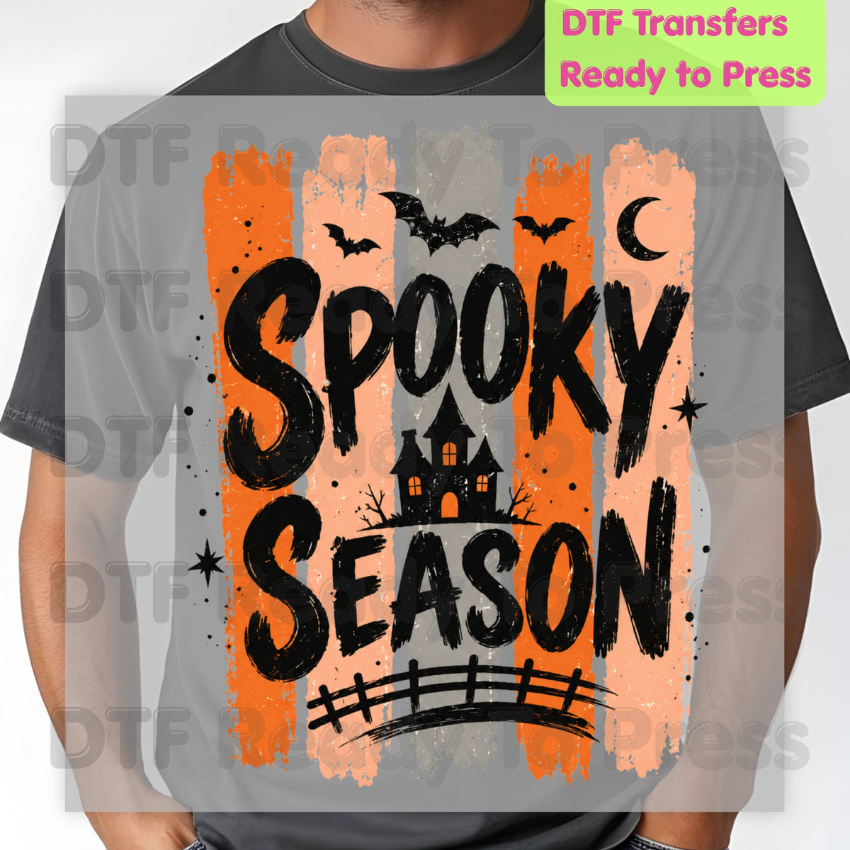 Spooky Season Halloween DTF Transfers, Haunted House Vintage Retro Ready to Press