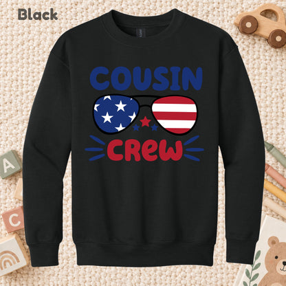 Cousin Crew T-Shirt, Patriotic USA Sunglasses Tee for Toddler and Kids