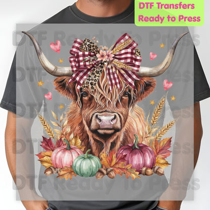 Fall Highland Cow DTF Transfer Ready to Press