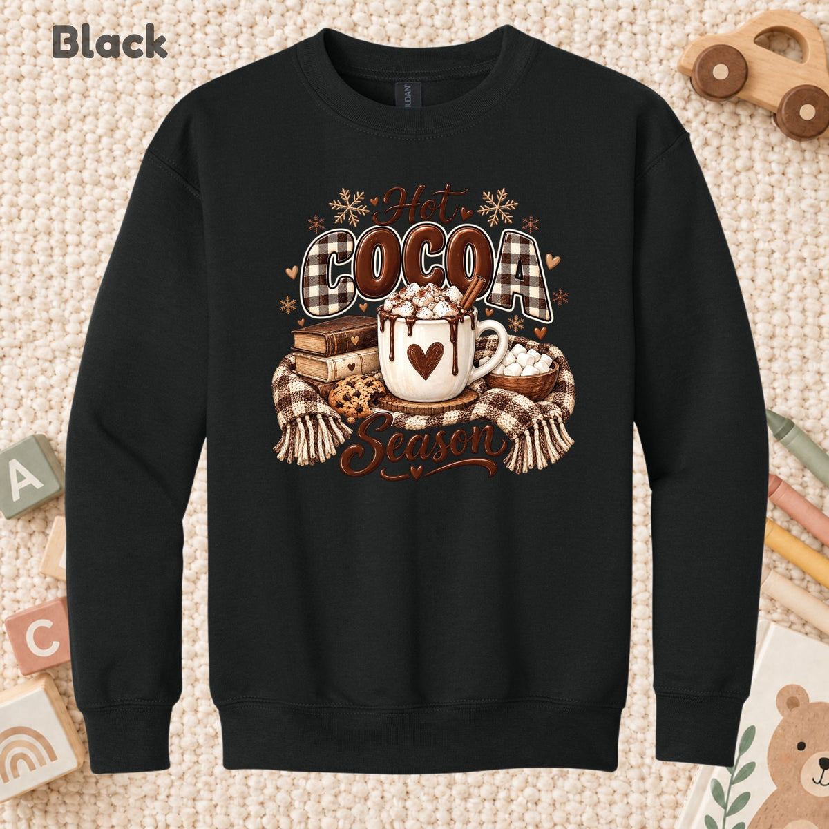 Hot Cocoa Season T-Shirt, Books and Cookies Christmas Tee, Cozy Winter Sweatshirt