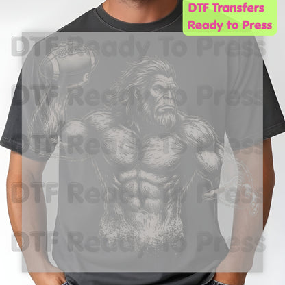 Football DTF Transfer, Bigfoot Sasquatch Throwing Football Silhouette