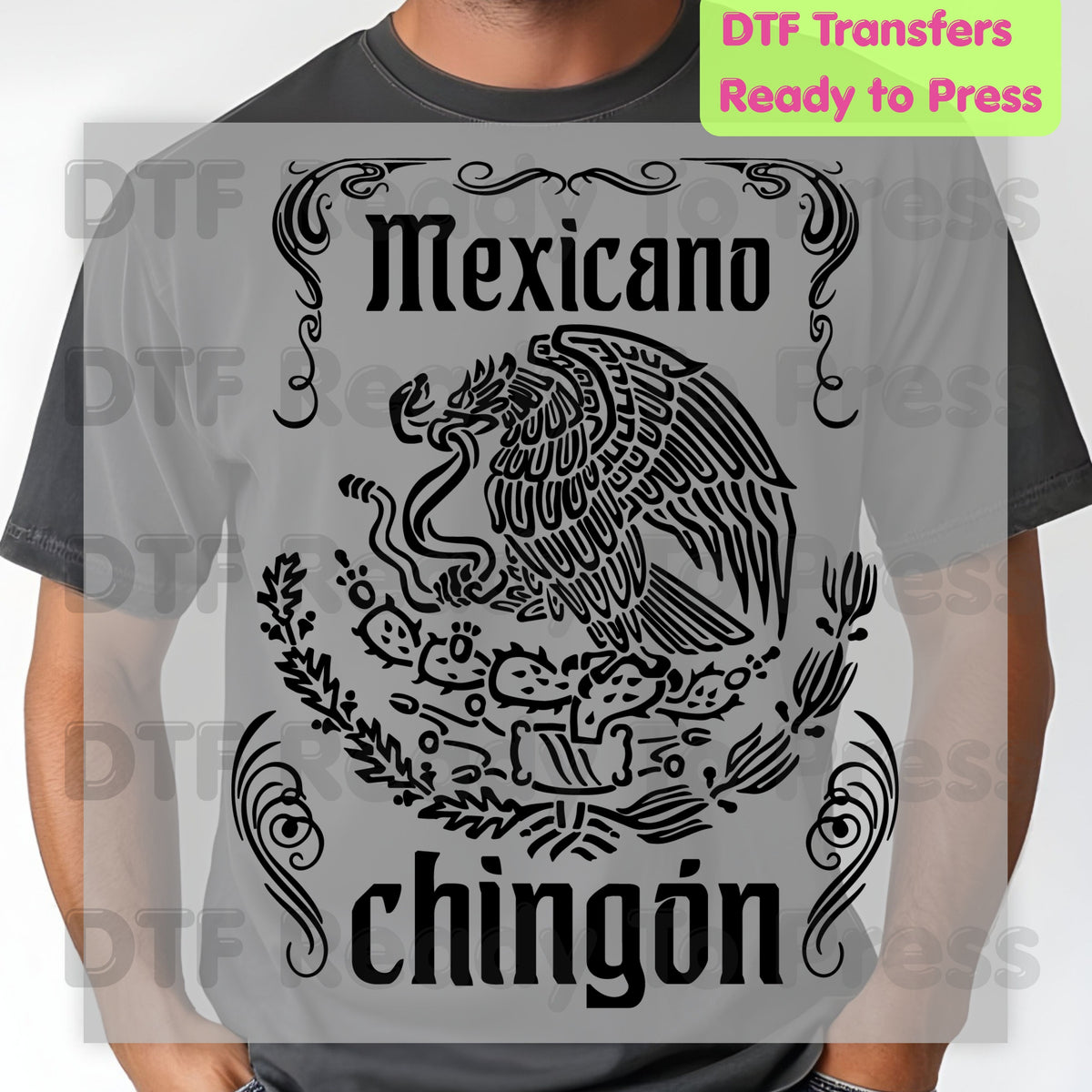 Mexicano Chingon DTF Transfers, Eagle Coat of Arms Mexican Pride Ready to Press