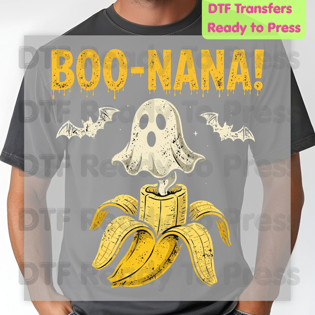 Boonana Ghost Halloween DTF Transfers, Funny Banana Ghost Spooky Vibes Ready to Press
