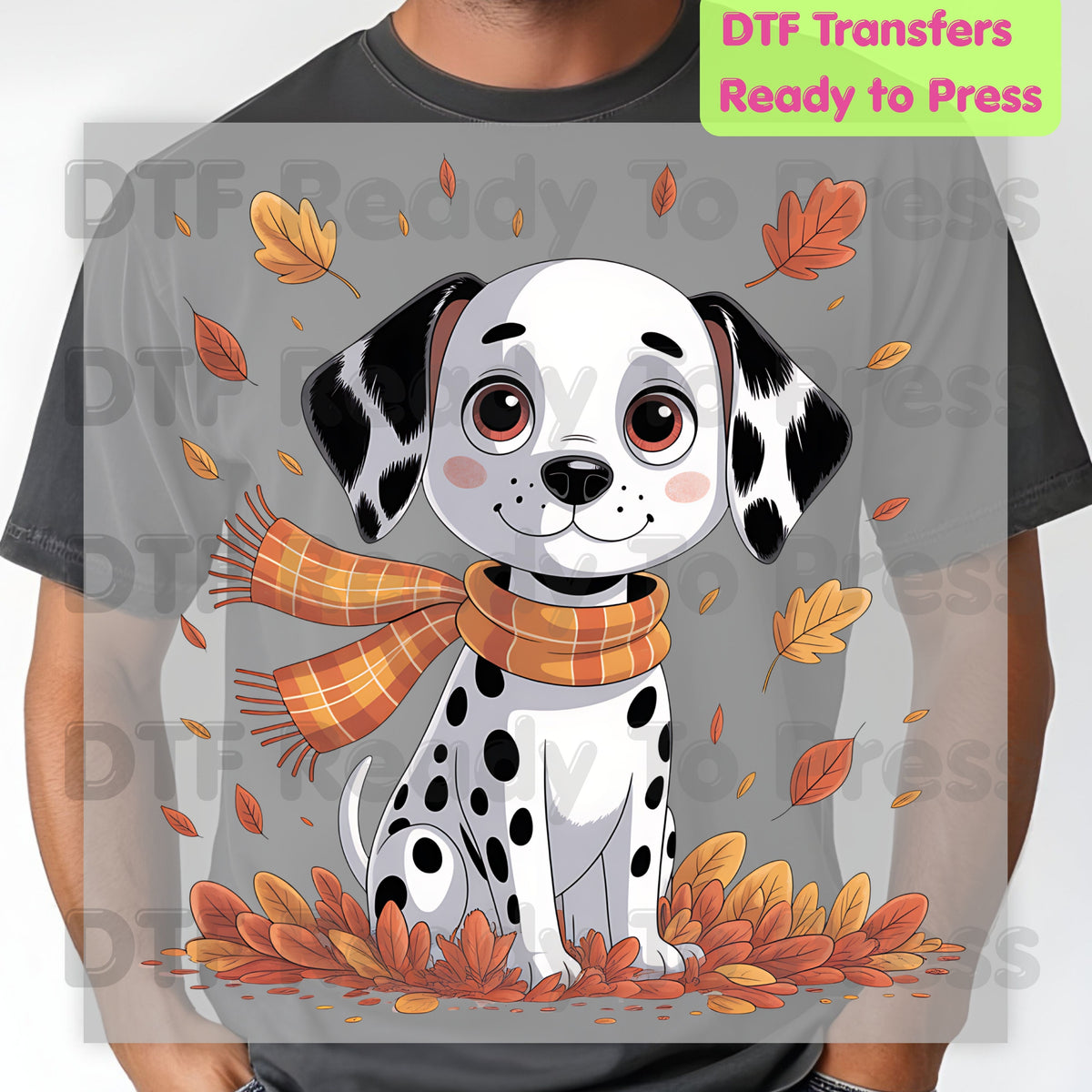 Fall Dalmatian DTF Transfer Ready to Press