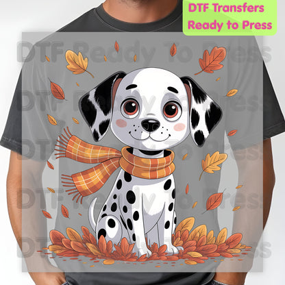 Fall Dalmatian DTF Transfer Ready to Press