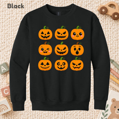 Pumpkin Faces Halloween T-Shirt for Toddler and Kids