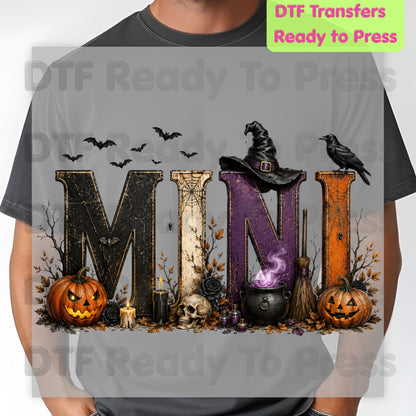 Mini Halloween DTF Transfers, Witch Hat Cauldron Pumpkin Kids Spooky Season Ready to Press