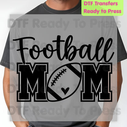 Football Mom DTF Transfers, Sports Season Game Day Heart Varsity Letters Ready to Press