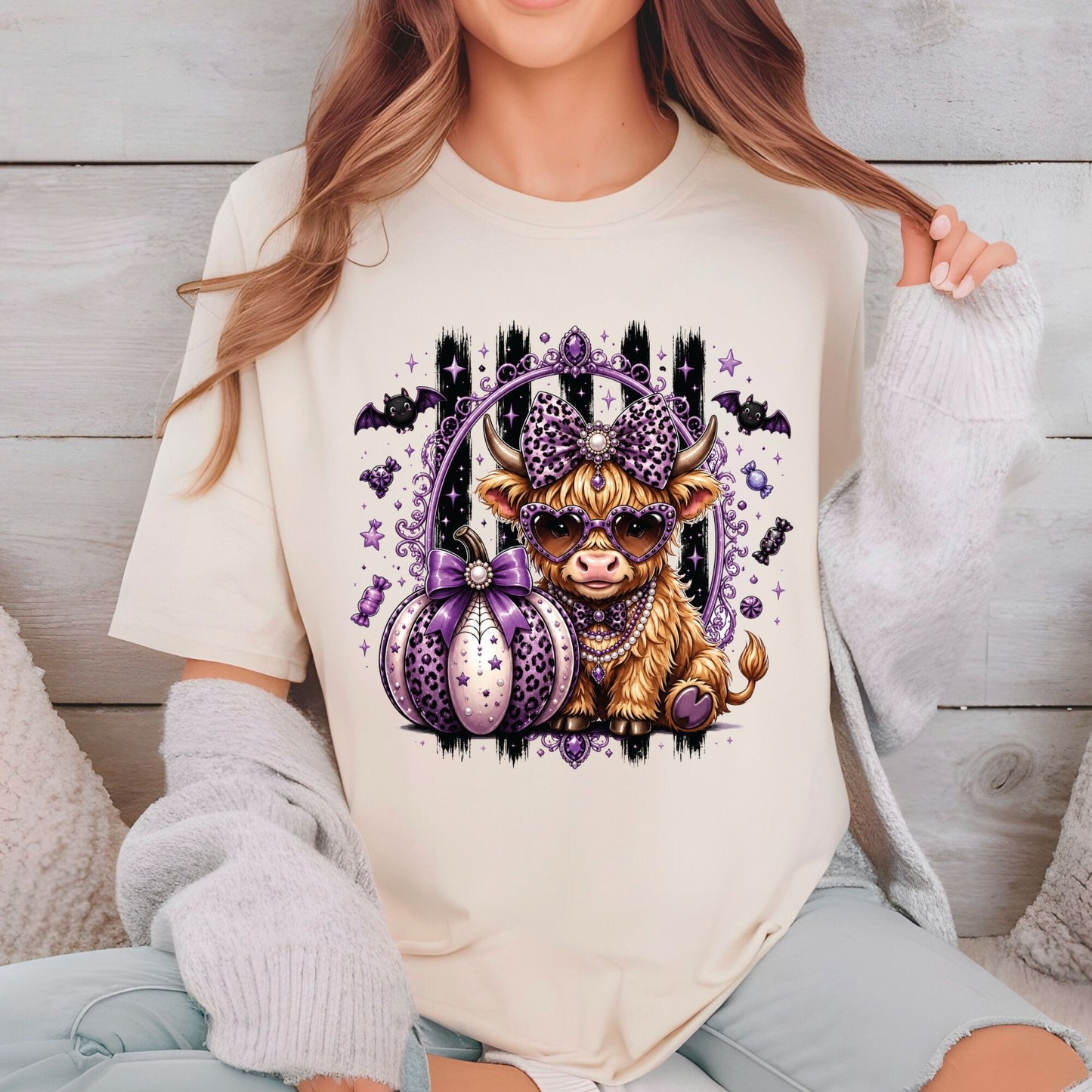 Halloween DTF Transfer Ready to Press Premade DTF Gang Sheet Spooky Ghost Cow Mooo I Mean Boo Funny Fall Heat Transfer For Shirts