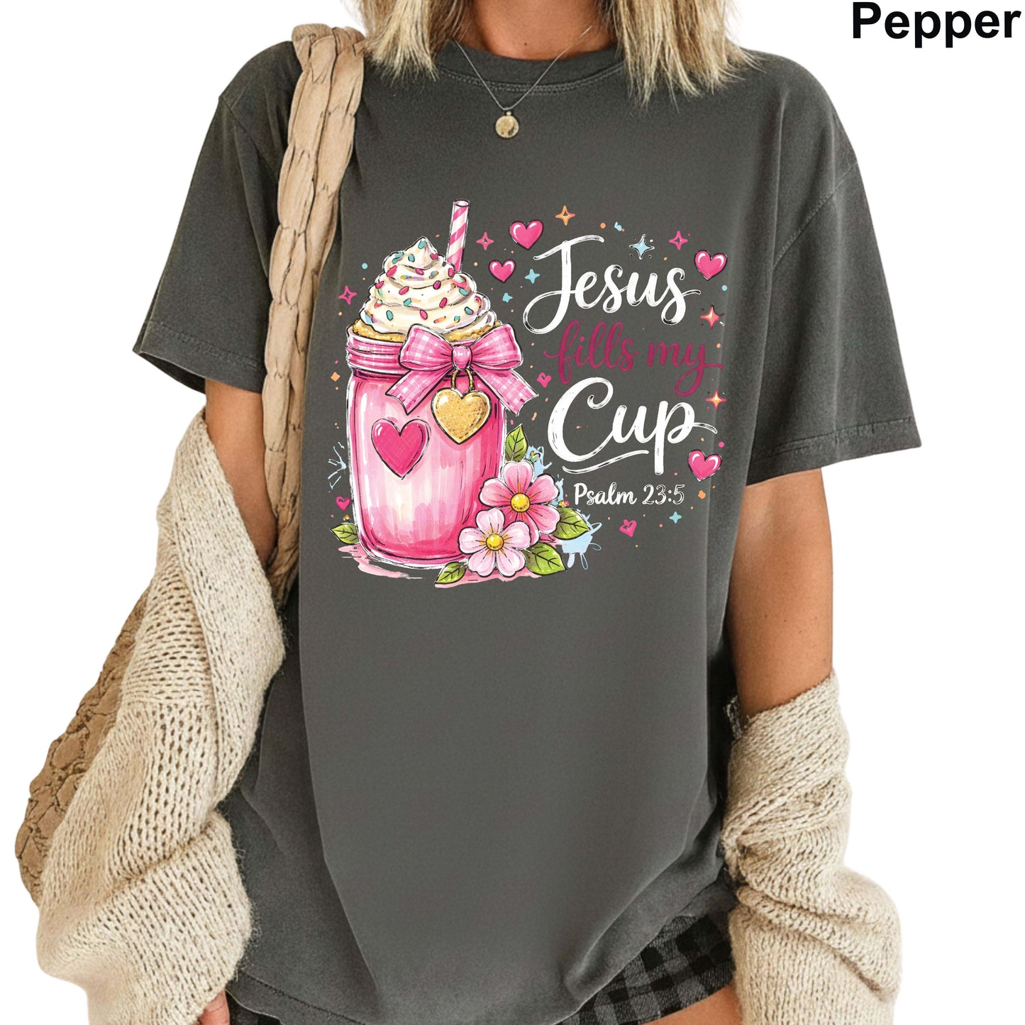 Christian Faux Yarn Printed Comfort Colors T Shirt Jesus Apparel Religious Faith Tees  She Prays The Heavens Roaring Made to Worship