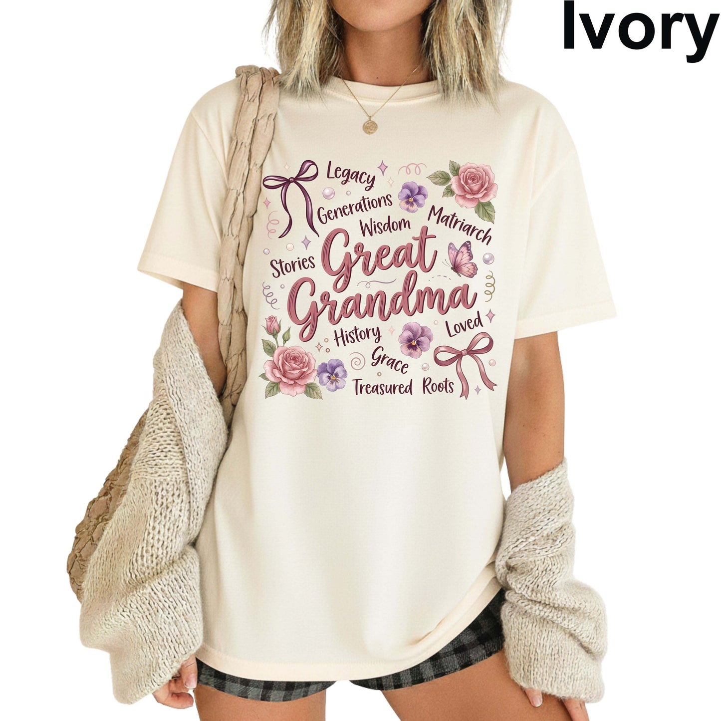 Mom Comfort Colors T Shirt Nana Grandma Tees Mothers Day Gift For Mama Grammy Shirts Great Grandma Apparel