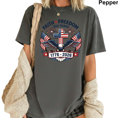 USA Freedom Comfort Colors T Shirt America 250 Years Celebration Apparel Jesus Saves America Tees God Bless America Christian Clothing
