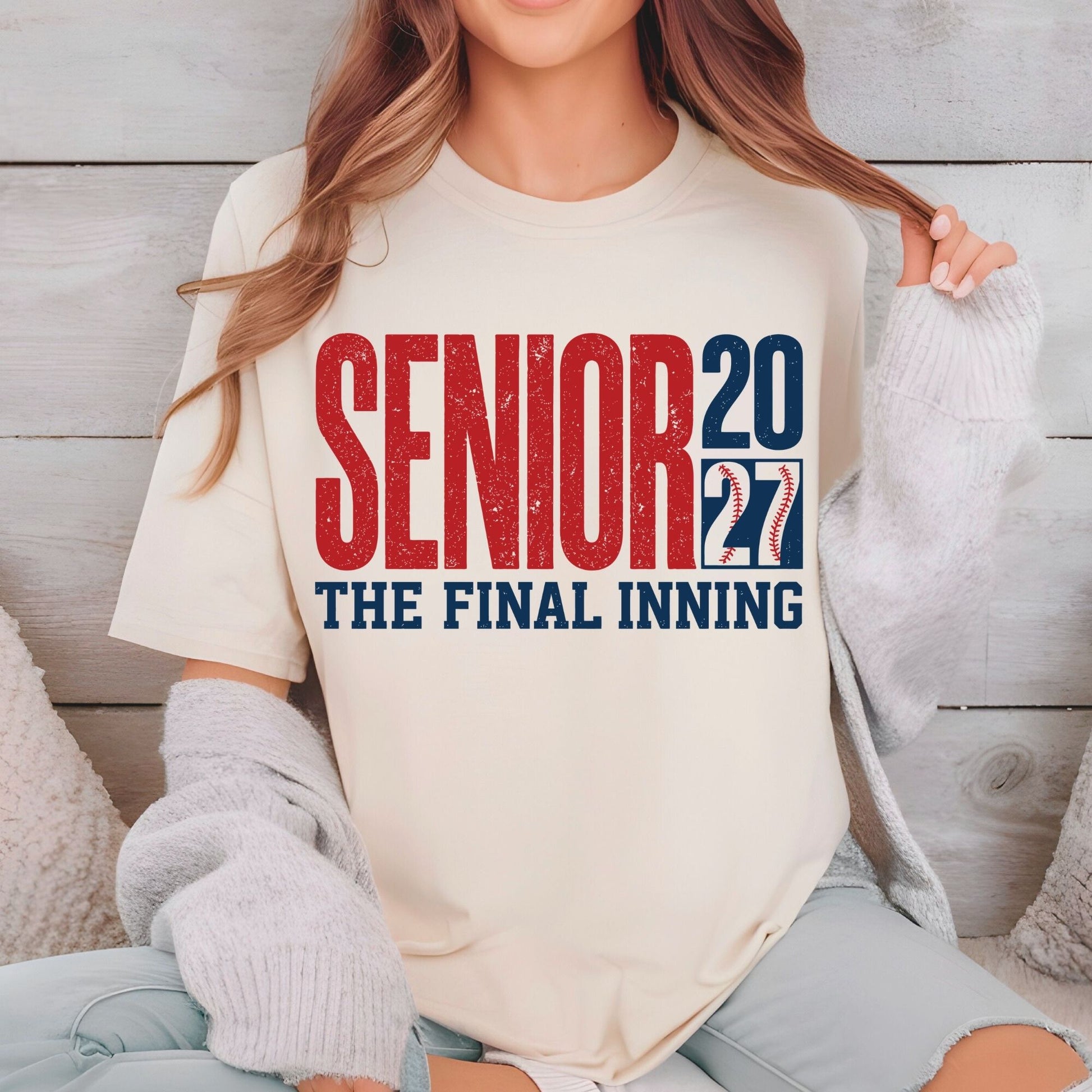 Senior 2027 The Final Inning DTF Transfer Ready to Press Sports Heat Transfer for Shirts Baseball Distressed Red Blue Tee