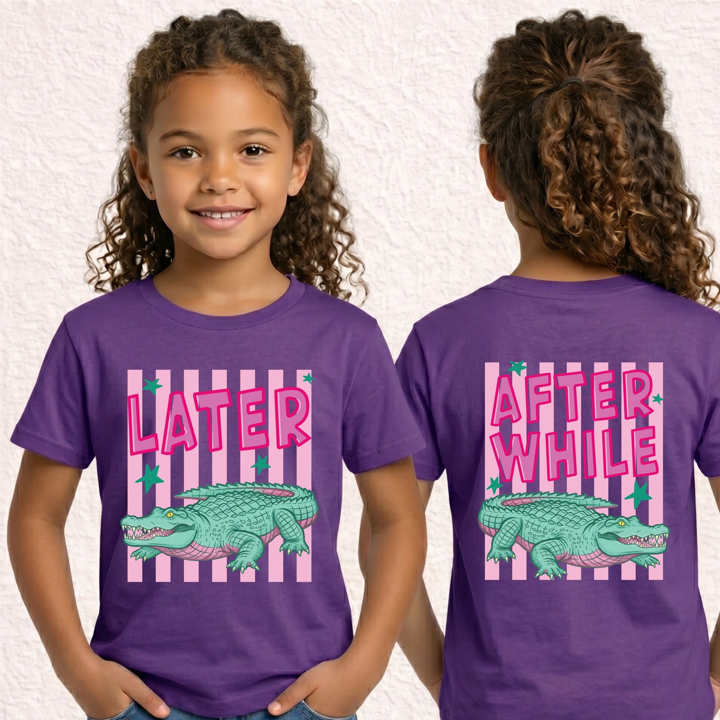 Later Gator Alligator Summer T Shirt After A While Crocodile Summer Vacation Tees Front Back Print Funny Graphic Beach Trip Shirts