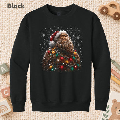 Santa Bigfoot T-Shirt, Christmas Sasquatch Lights Tee, Funny Holiday Sweatshirt