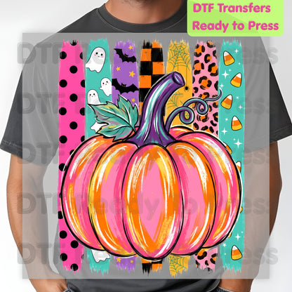 Halloween Pumpkin Brush Strokes DTF Transfers, Leopard Ghosts Candy Corn Spooky Season Ready to Press