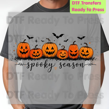 Spooky Season Jack O Lantern DTF Transfers, Pumpkin Patch Bats Cursive Ready to Press