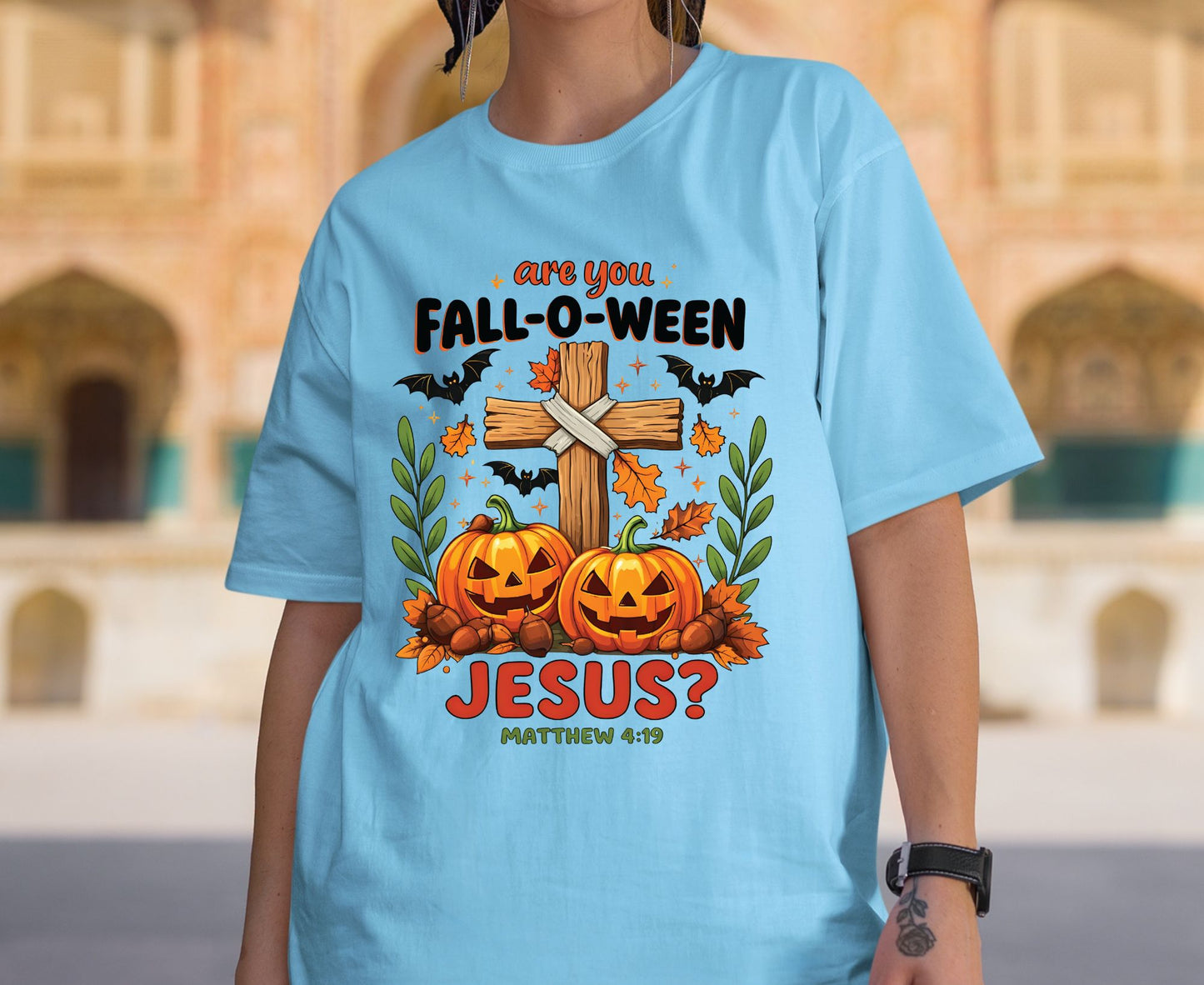 Are You Fall-O-Ween Jesus T Shirt Matthew 4:19 Christian Halloween Tee Adult Youth Toddler Baby Faith Fall Pumpkin Cross Autumn Shirt