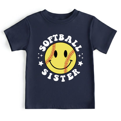 Softball Sister Youth Shirt Smiley Face Softball Sweatshirt