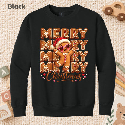 Funny Gingerbread Christmas T-Shirt, Merry Gingerbread Man with Sunglasses Graphic Tee, Cute Holiday Shirt