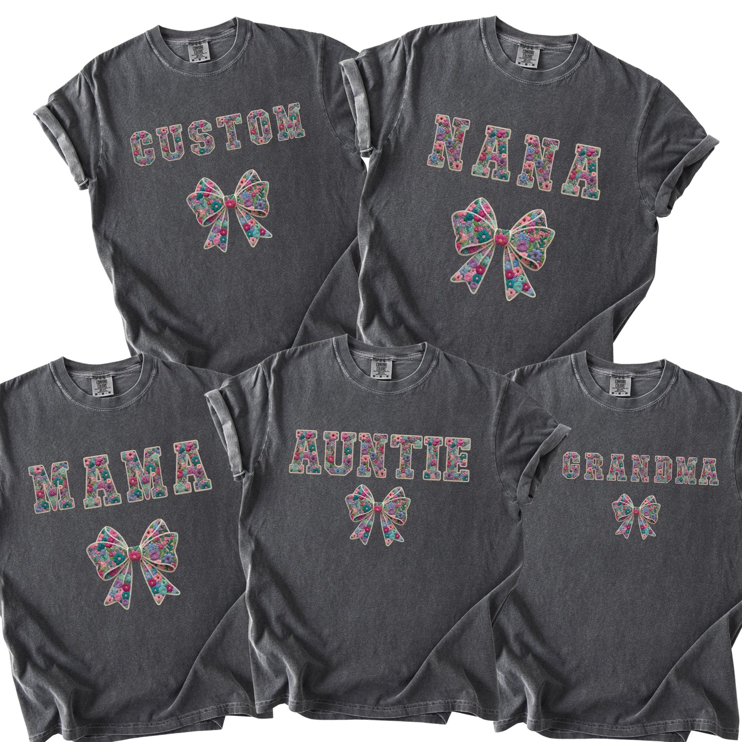 Mama Faux Yarn Printed Comfort Colors T Shirt Grandma Nana Auntie Gigi Grammy Meme Nonna Mothers Day Gift Tees