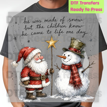 Frosty Snowman DTF Transfers, Santa Came to Life Christmas Quote Holiday Ready to Press