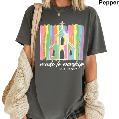 Christian Faux Yarn Printed Comfort Colors T Shirt Jesus Apparel Religious Faith Tees  She Prays The Heavens Roaring Made to Worship
