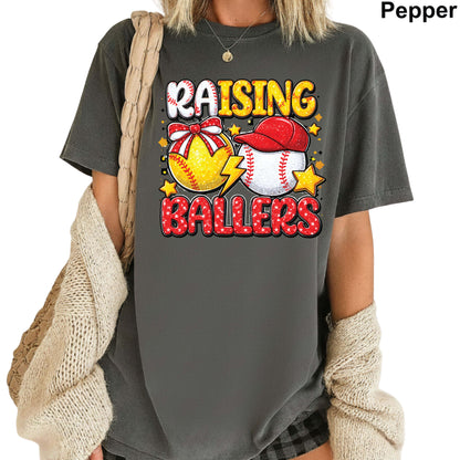 Basketball Comfort Colors T Shirt Raising Baller Apparel Game Day Soccer Mom Tees Basketball Mom Gift Shirts