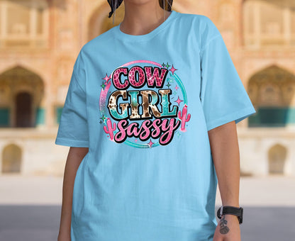 Sassy Cowgirl T Shirt Adult Youth Toddler Baby Pink Cheetah Leopard Print Western Graphic Tee Country Girl Aesthetic Retro Rodeo Cactus Gift