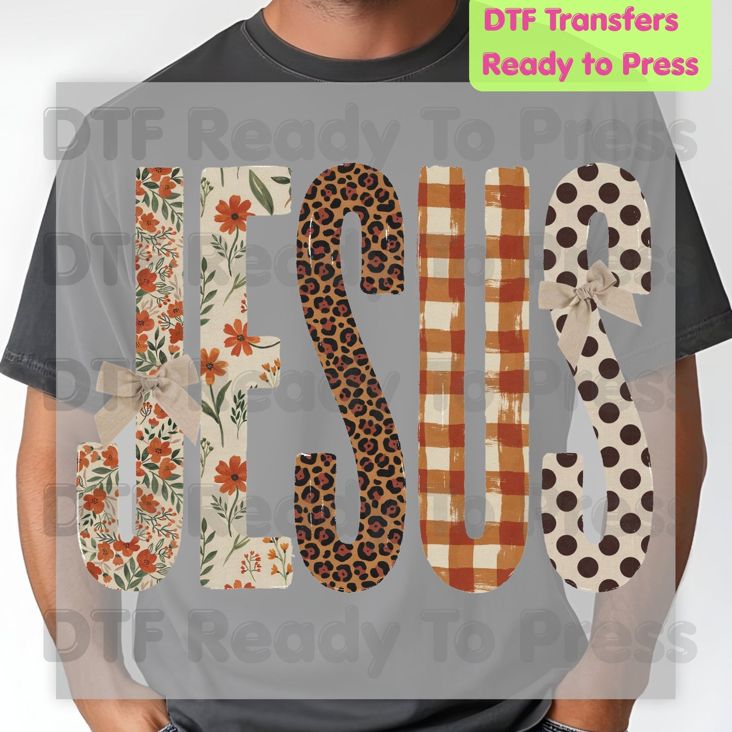 Jesus DTF Transfer Ready to Press