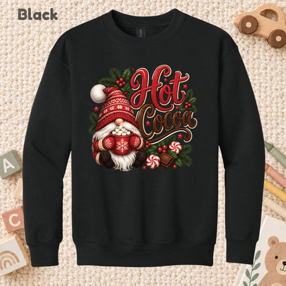 Christmas Gnome T-Shirt, Hot Cocoa Peppermint and Holly Graphic Tee, Cute Holiday Shirt