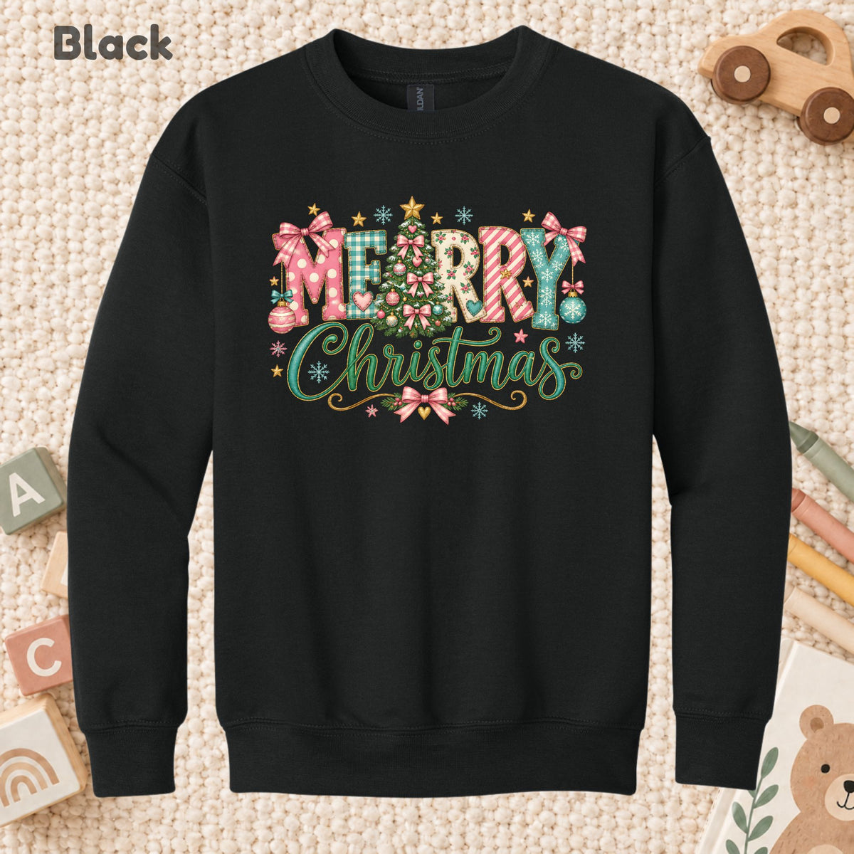Pastel Pink Bow Christmas T-Shirt, Merry Christmas Tree Graphic Tee, Cute Coquette Holiday Shirt
