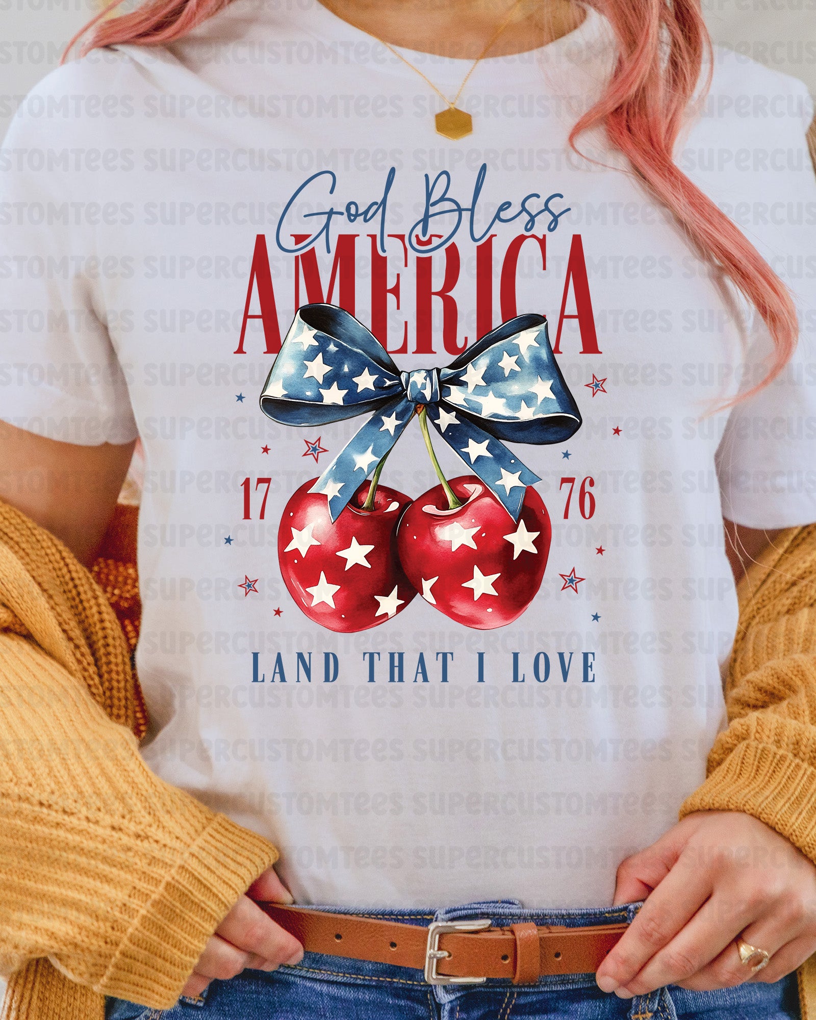 4th of July Cherry America Coquette Heat Transfer for Shirts