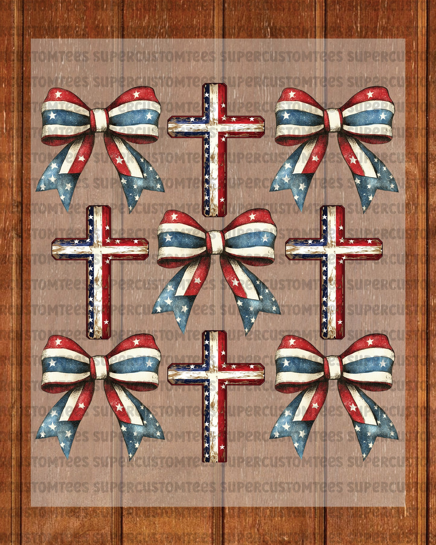 4th of July Christian Cross Coquette Heat Transfer for Shirts