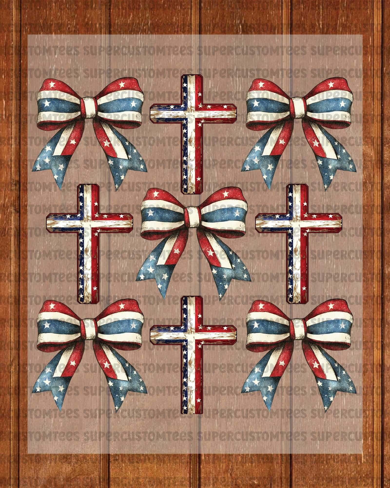 4th of July Christian Cross Coquette Heat Transfer for Shirts