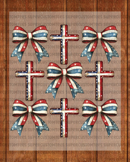 4th of July Christian Cross Coquette Heat Transfer for Shirts