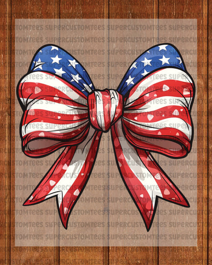 4th of July Coquette Bow Heat Transfer for Shirts Women
