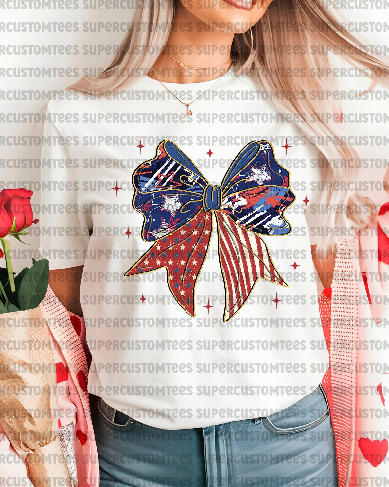 4th of July Coquette Bow Iron on Transfers for Shirts