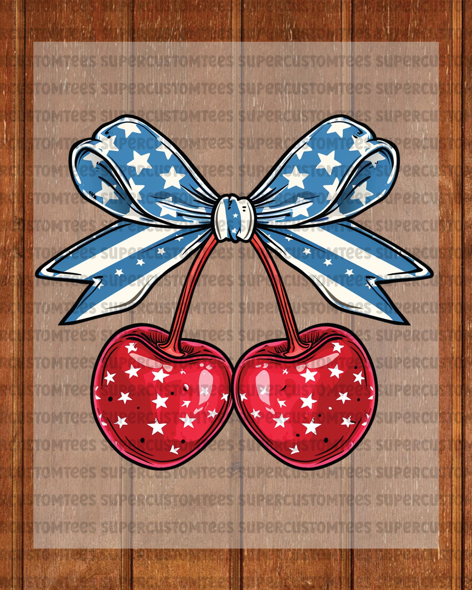 4th of July Coquette Cherry Bow DTF Transfer