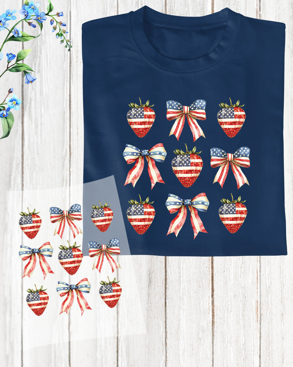 4th of July Coquette Strawberry Heat Transfer for Shirts