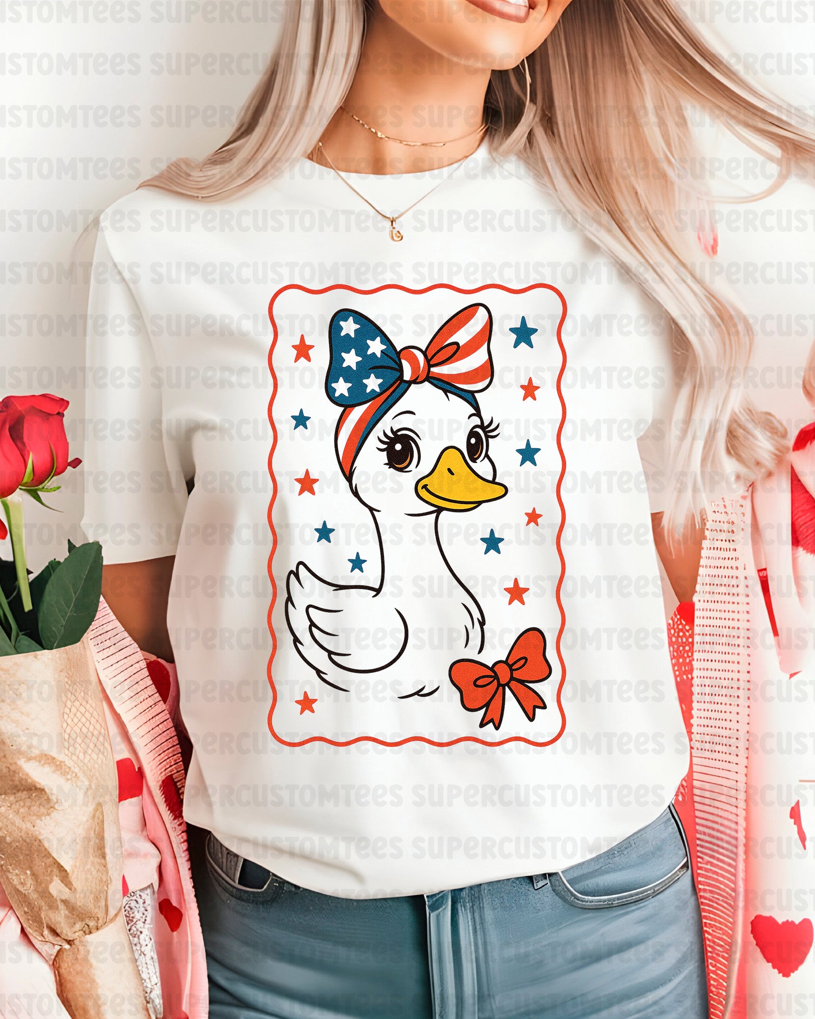 4th of July Goose Coquette Bow DTF Transfer