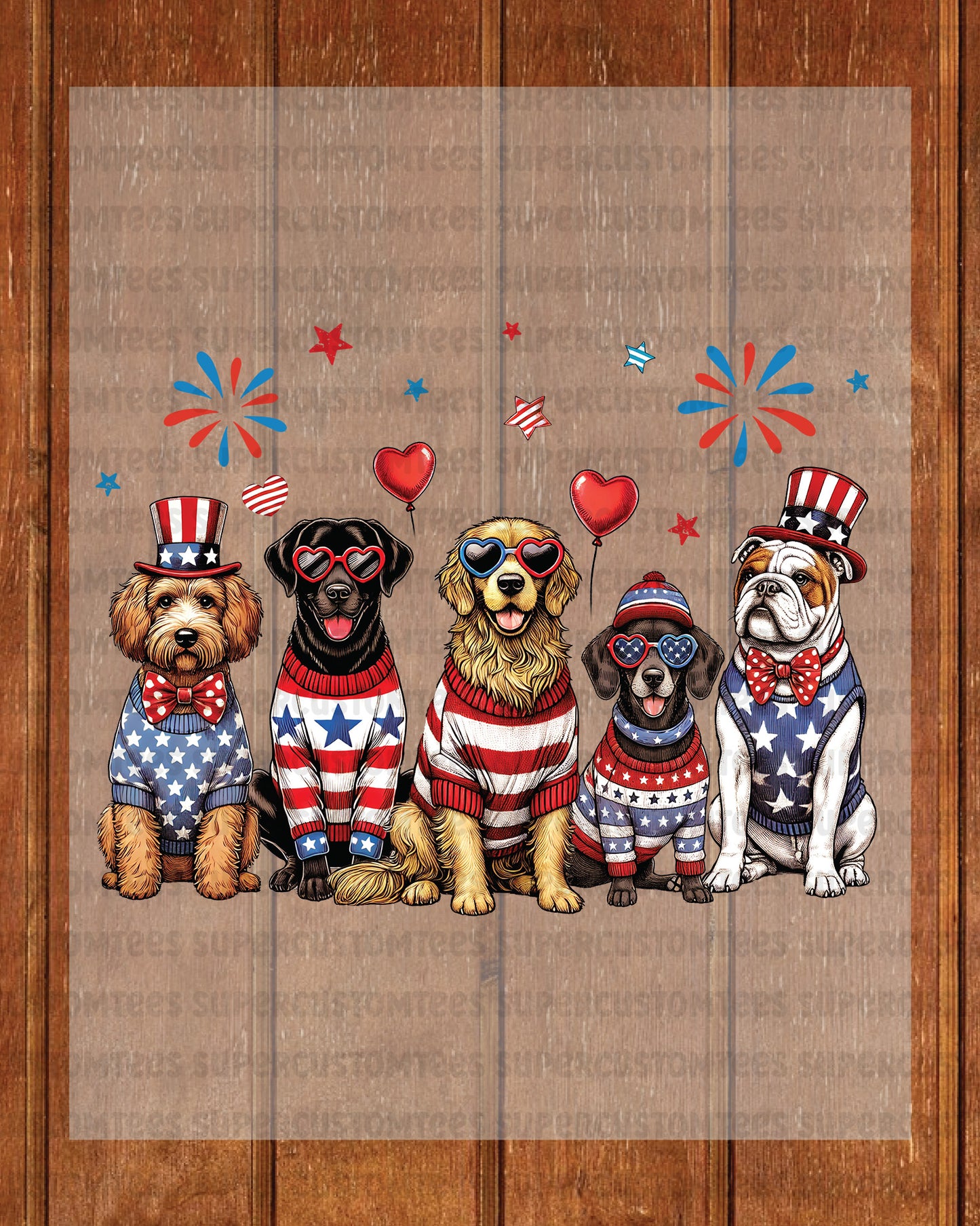 4th of July Patriotic Dog Heat Transfer for Shirts